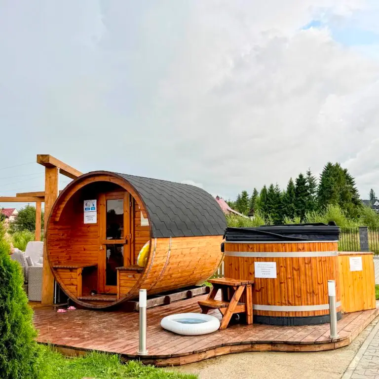 sauna zewnętrzna z banią Białka Tatrzańska Grapa Apartmanet D8